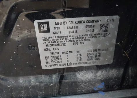 2019 Buick Encore Fwd Preferred z USA, uszkodzony, nr VIN KL4CJASB5KB837505